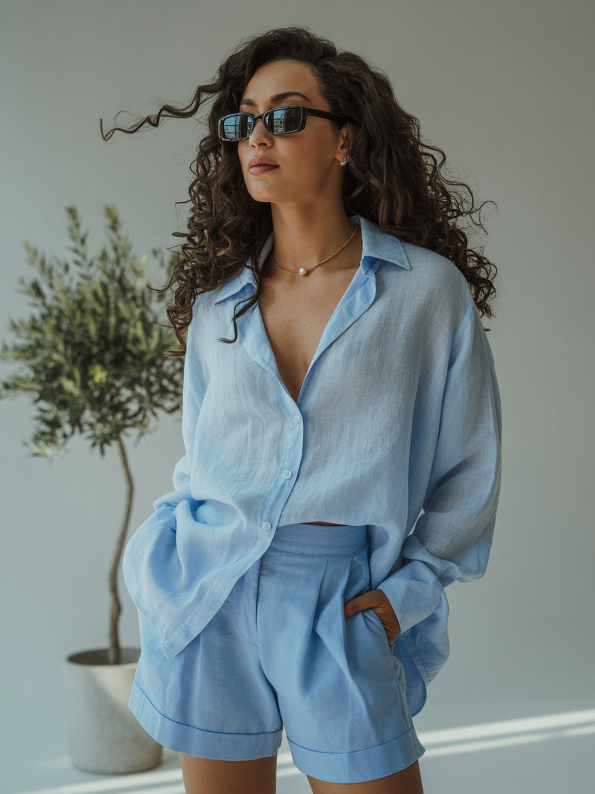 high-rise linen shorts