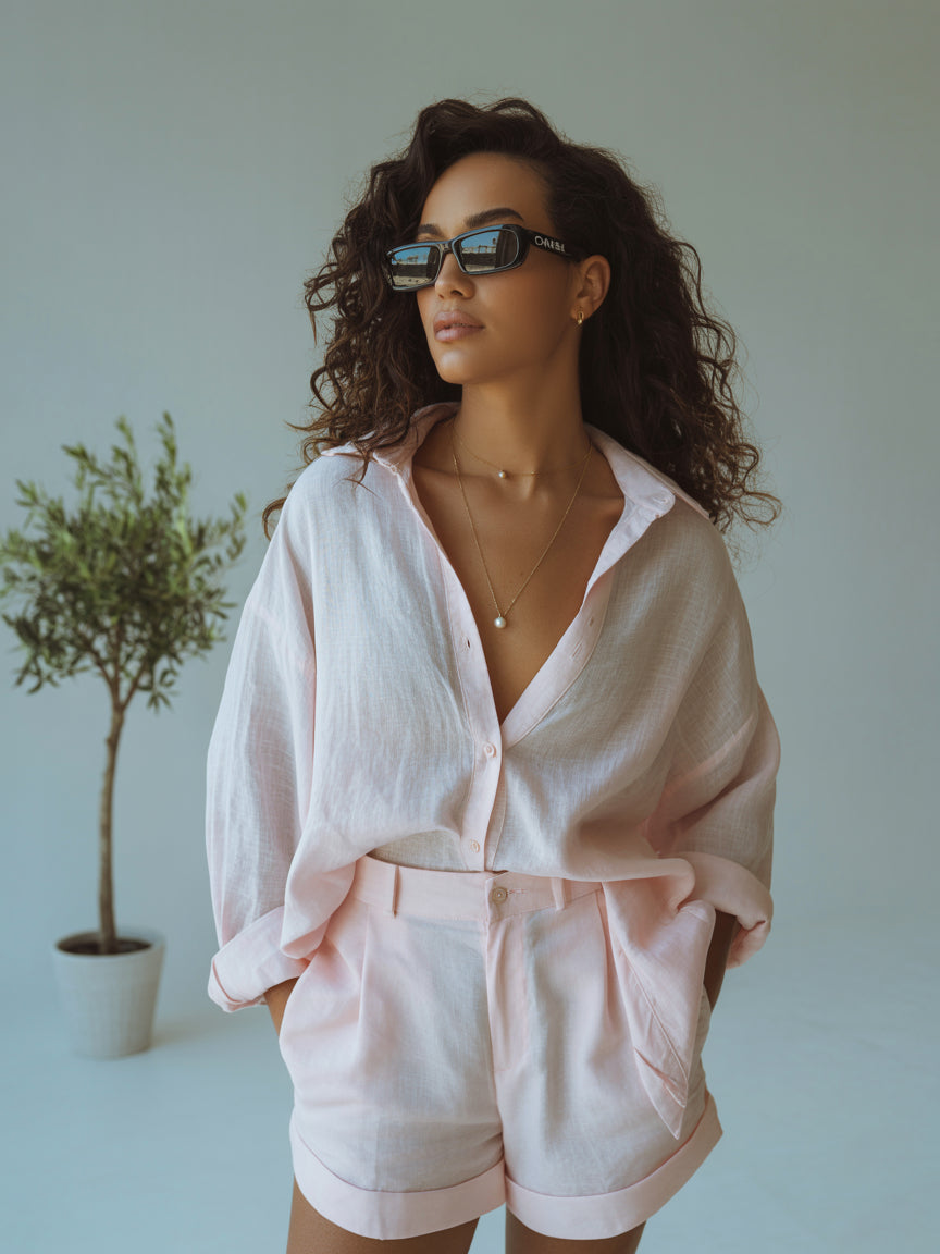 high-rise linen shorts